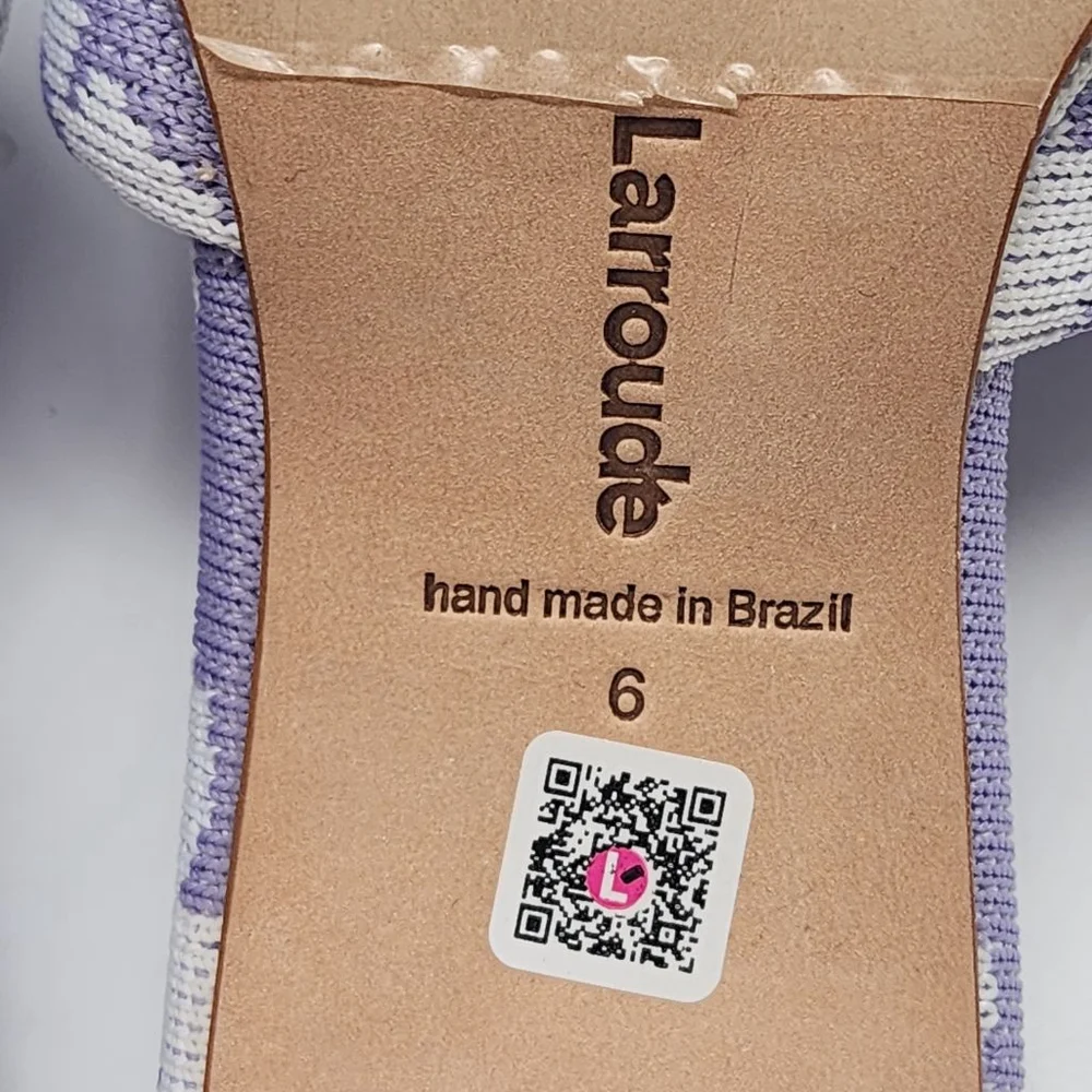 LARROUDE Laguna Lilac‎ Lavender Purple Floral Knit Block Heel Sandals Size 6